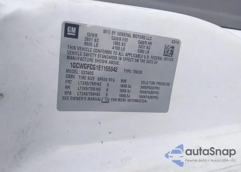 2014 Chevrolet Express 2500 Work Van из США, поврежденный, VIN 1GCWGFCG1E1165042